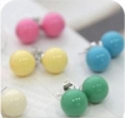 Cheap OMH wholesale 120pair OFF 30%=$0.14/pair EH02 accessories hot-selling candy qq ball all-match stud earring 2g
