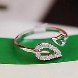 Cheap Lucky Doll Women's Diamond Leaf Open  Ring