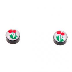 Low Price on Fashion Magnet Cherry Pattern Black Stud Earrings(1 Pair)