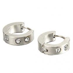 Cheap Gift For Boyfriend Fashion Rhinestone Silver Titanium Steel Stud Earrings (1 Pair)