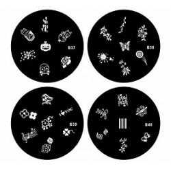Cheap 1PCS Nail Art Stamp Stamping Image Template Plate B Series NO.37-40(Assorted Pattern)