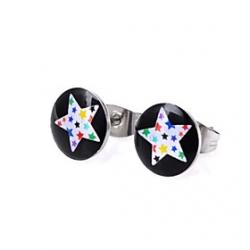 Cheap Fashion Mix Colors Star Stainless Steel Stud Earrings