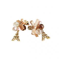 Cheap Korean bow diamond pearl Eiffel Tower earrings earrings E514
