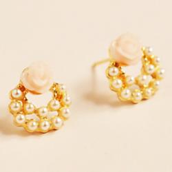 Cheap OL elegant pearl earrings earrings rose flower earrings female (random color)