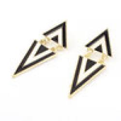 Cheap Fashion stitching black triangle earrings Simple Metal work cute fun triangle jewelry Fashion Geometric Earrings