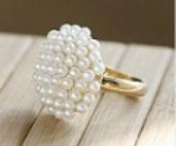 Cheap Fashion Hot Sale New Arrival  Elegant Mushroom Head White Simulated Pearl Ring R20