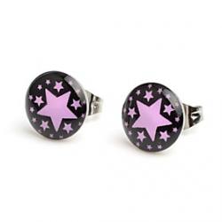 Cheap Fashion Black Ground Pin Stars Stainless Steel Stud Earrings