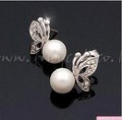 2014 Fashion Korean Jewelry Pearl Earrings Silver Plated Pearl Butterfly Earring For Women XY-E45 Sale