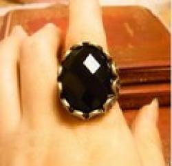Low Price on Vintage carved black gem oval ring finger ring for women19g JZ145