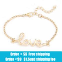 Low Price on Crystal shop Fashion Korea simple LOVE metal Bracelets jewelry wholesale free shipping!