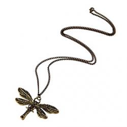 Cheap European and American retro fashion small dragonfly elegance Bronzed Long Necklace N306