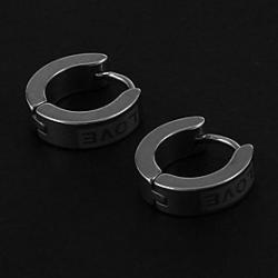 Fashion Love Words Round Shape Silver Stainless Steel Stud Earrings (1 Pair) Sale
