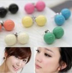 Low Price on Min order $10(mix order)Free Shipping!Korean cute candy ball stud earrings