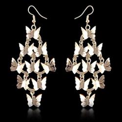 Cheap (1 Pair)European (Multilayer Butterfly Lace) as Picture Alloy Drop Earrings(Golden)