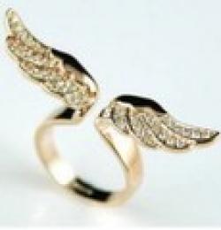 7#Min.order is $10 (mix order), trade with the original single fashion jewelry alloy color angel wings with Diamond Ladies Ring Sale