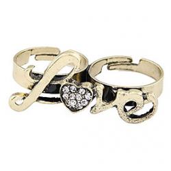 European And American Vintage Diamond Love Love Letters Double Ring Sale