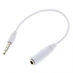 Cheap 3.5mm Male to Female White Stereo Audio Cable (16cm)
