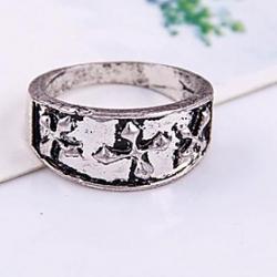 (1 Pc)Vintage Unisex Crow Heart Cross Ring  Rings(Silver) Sale