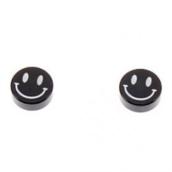 Low Price on Vintage Magnet Smile Face Pattern Black Stud Earrings(1 Pair)