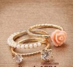 Cheap Delicate flowers three - piece pearl flower ring+FREE SHIPPINGC47
