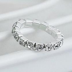 Low Price on European One Row Women's Transparent Rhinestone Band Rings(Silver)(1 Pc)