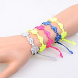 Cheap Italy Fashion Sweet Lace Flower Heart Friendship Bracelets(1PC)(Assorted Colors)