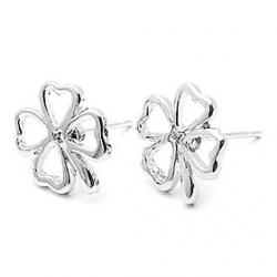 Low Price on Lucky Four Leaf Clover Silver Earrings