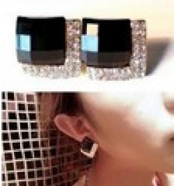 Cheap B213 new 2014 goth Fashion jewelry party  black Stud Earrings Imitation diamond women