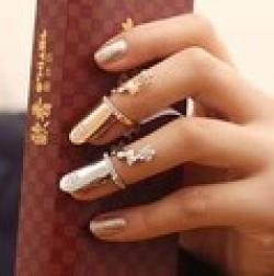 Cheap Cheapest Price 2014 Hot Sale Fashion Personality Punk Cute Flower Inlay Rhinestone Finger Rings Nail Ring For Woman JR44