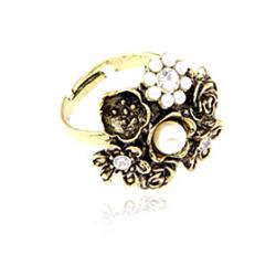 Japan and South Korea retro flash diamond jewelry pearl flower ring (random color) Sale
