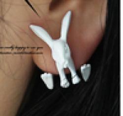 2014 fashion cute earrings 1pcs  punk jewelry Dimensional animal bunny rabbits fluorescent earrings piercing earrings for girls Sale