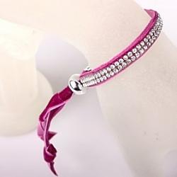 Cheap Two Rows Of Rose Velvet CCB Buckle Bracelet