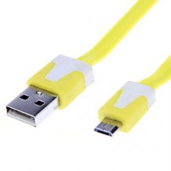 Cheap Noodle Style USB Sync Cable USB Charger Cable for Samsung/HTC(Yellow 1.0m)