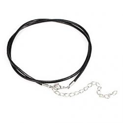 Cheap Fashion 25cm Women's Black Leather Bracelet (1 Pc)
