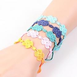 Cheap European Fashion Sweet Lace Clover Bracelet(1PC)(Assorted Colors)