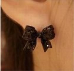 Cheap Free Shipping $10 (mix order) New Fashion Vintage Western Simple Black Butterfly Bow Earrings R2113 Jewelry