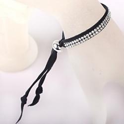 Cheap Two Rows Of Black Velvet CCB Buckle Bracelet