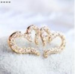 Cheap Free Shipping $10 (mix order) New Fashion Vintage Plated Small Love Imitation Diamond Stud Earrings E611 Jewelry