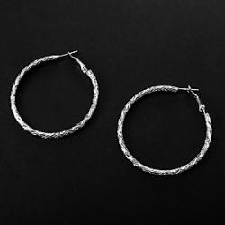 Cheap Silver Plated White Copper Alloy Hoop Earrings(1 pair)