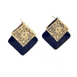 Low Price on Japan and South Korea new jewelry wholesale vintage earrings square box section black gem earrings E99