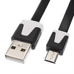 Cheap Micro USB to USB Male to Male Data Cable for Samsung/Huawei/ZTE/Nokia/HTC/Sony Ericson  Flat Type Black(1M)