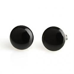Cheap Round Black Glaze Stainless Steel Stud Earrings