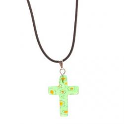 Cheap Flower Pattern Mini Cross Glaze Necklace (Assorted Color)