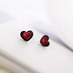 Low Price on Personalized Fashion Gothic Lolita Double Red Black Love Earrings Earrings E175