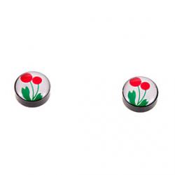 Cheap Fashion 1cm Magnet Cherry Pattern Black Stud Earrings(1 Pair)