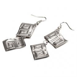 Fashion Concise Rectangle Silver Alloy Drop Earrings(1 Pair) Sale