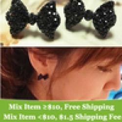 Cheap Western Fashion Simple Black Butterfly Bow Earrings jewelry for women 2014 Wholesale  !