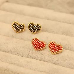 2012 New South Korean Version Of The Small Jewelry Wild Black And Red Pursuit Heart Earrings Earrings E480E481 Sale