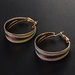 Low Price on European Assorted Color Alloy Hoop Earrings(Silver,Multicolor) (1 Pair)