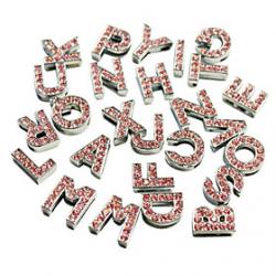 Cheap Rhinestone Decorated 26 Alphabet Style DIY Decoration for Dogs Collar(Pink)